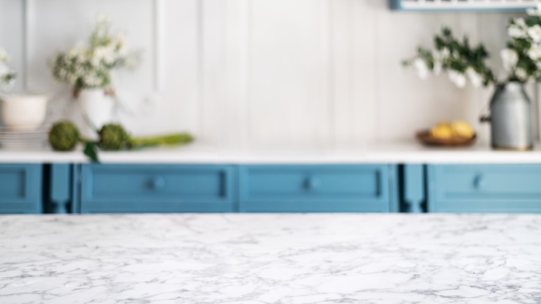 white marble countertop