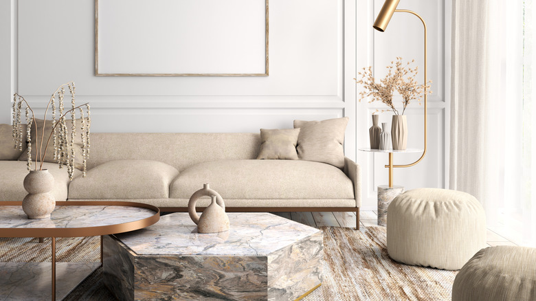 Soft heritage design elements in modern living room