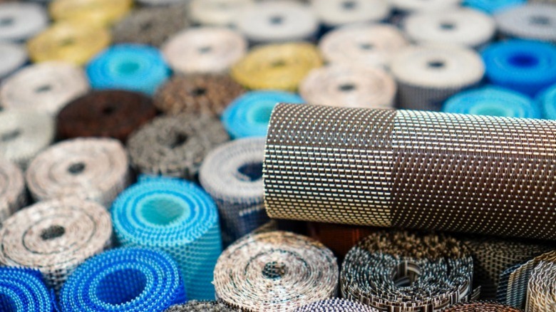 collection of rolled up shelf liners