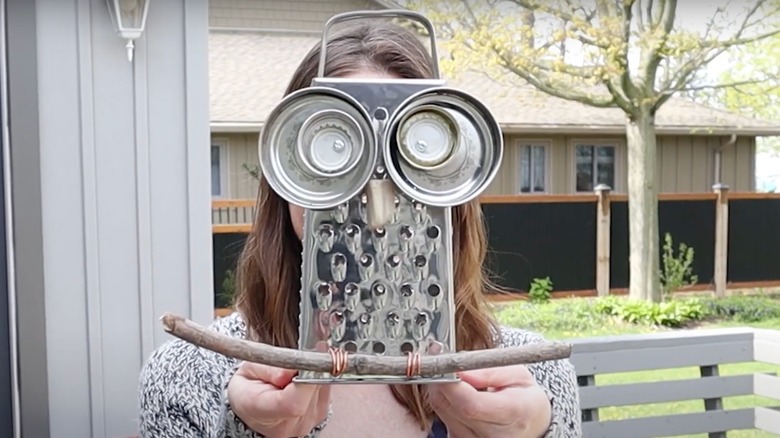 Woman holding repurposed cheese grater
