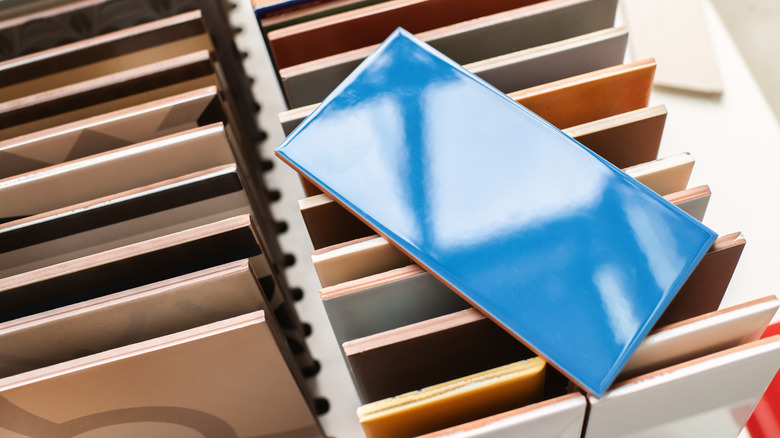 Sample tile for sale in a store or showroom