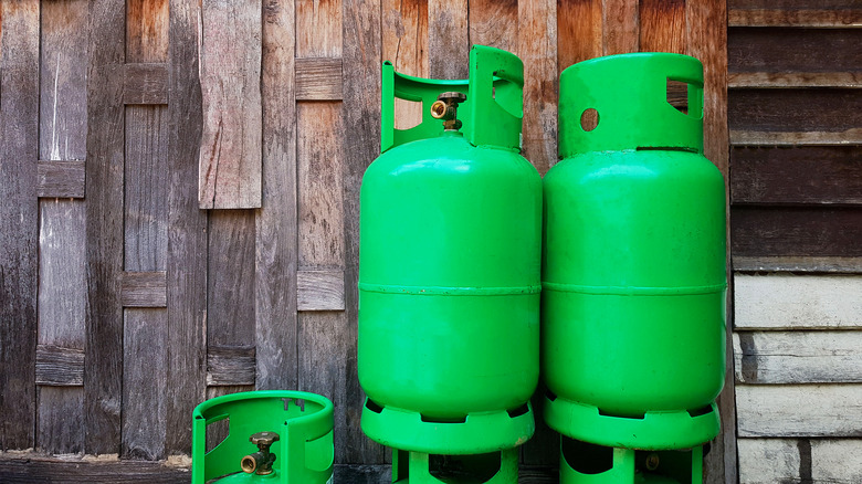 Propane tanks in a shed