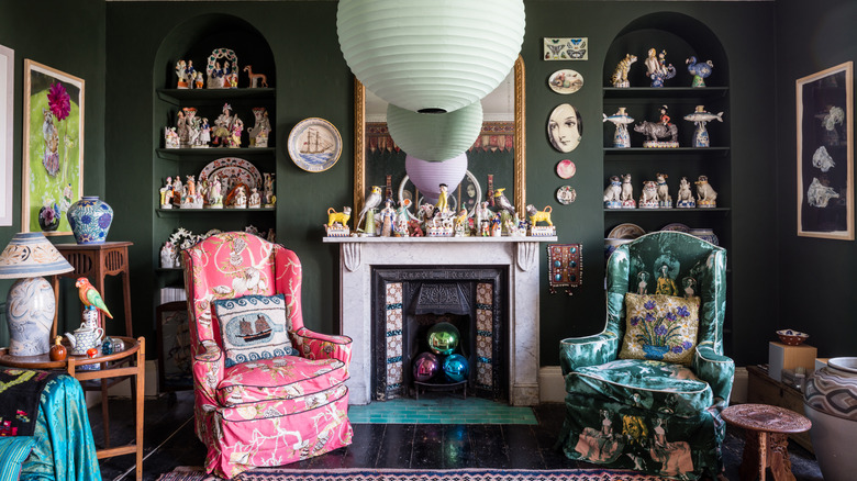 A maximalist interior in a home.