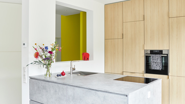 Kitchen with wooden cabinets