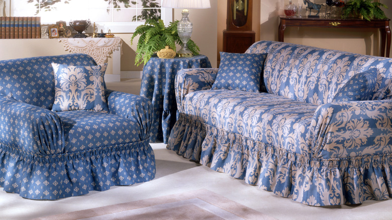 Blue sofa slipcovers