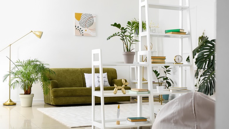 Open shelving as room divider
