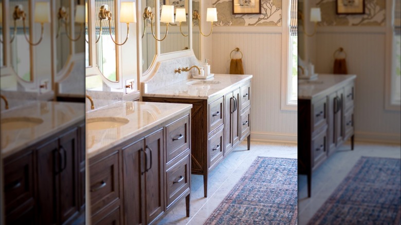 Two vanities side by side in a bathroom