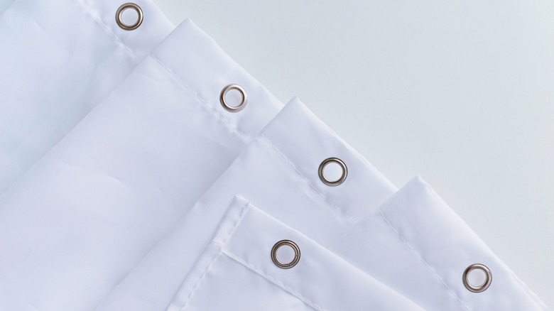 White shower curtain