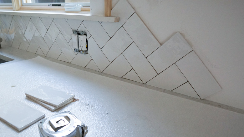 kitchen backsplash project in progress