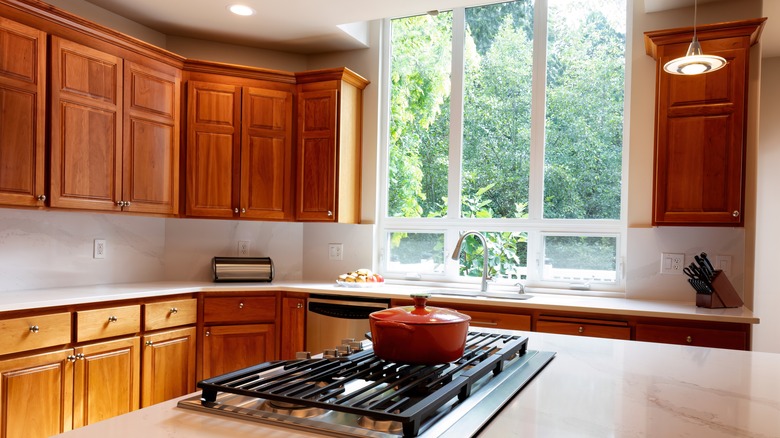 Stained kitchen cabinets 