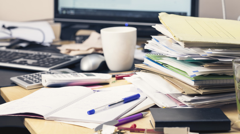 cluttered desk disorganized