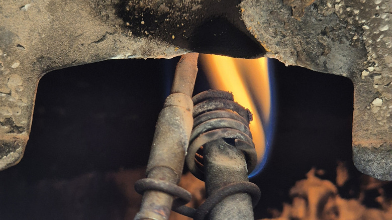 Pilot light in a water heater.