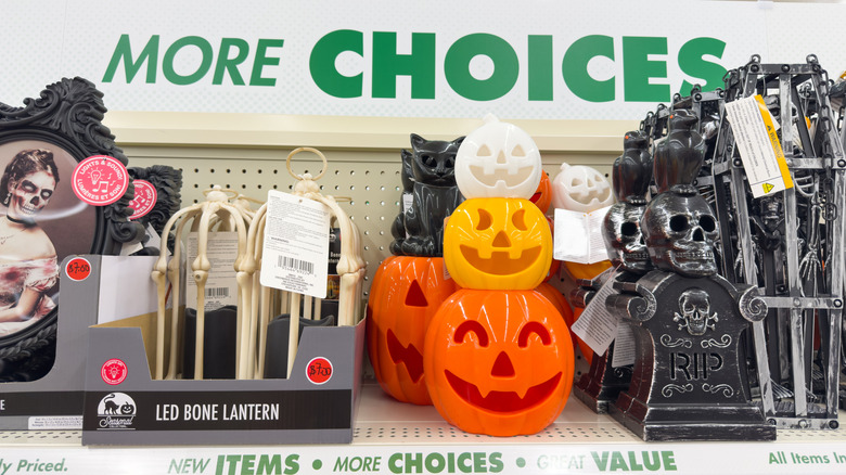 Halloween decor inside of a Dollar Tree