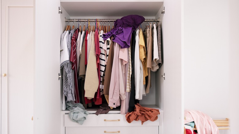 A messy, unorganized closet