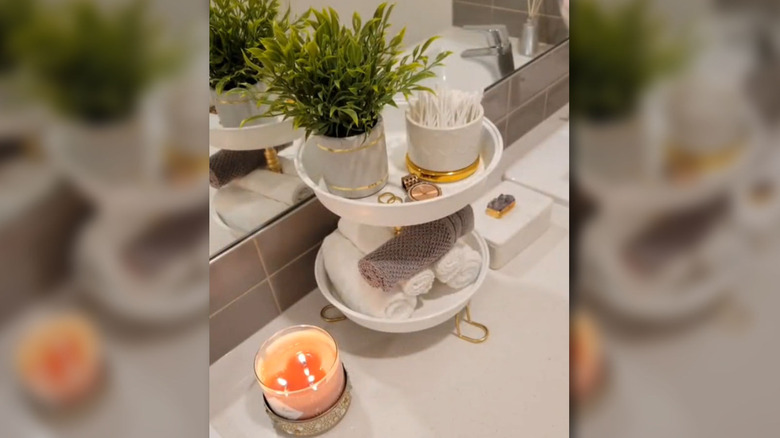 White tiered countertop organizer