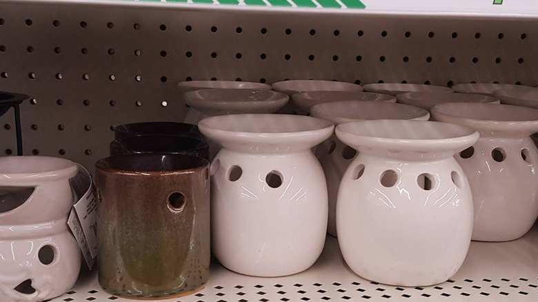 Wax warmers on the shelf