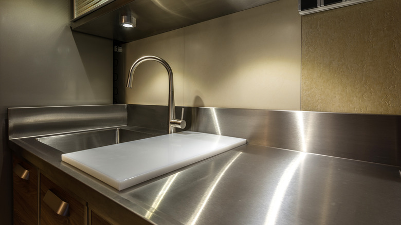 Stainless steel sink and counter