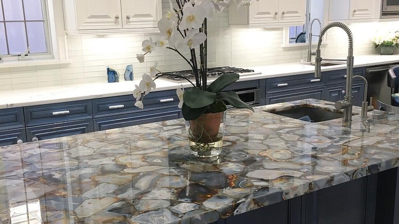 Gray-blue agate kitchen countertop