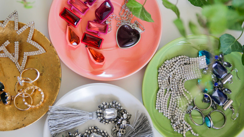 Jewelry on plates