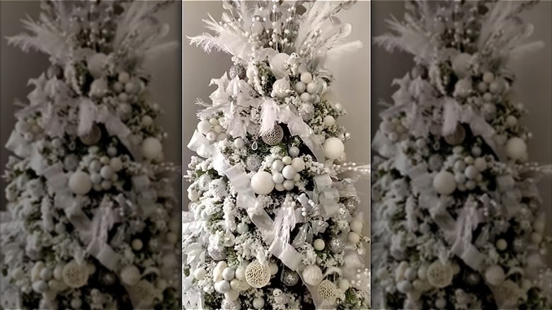 Christmas tree with clustered ornaments