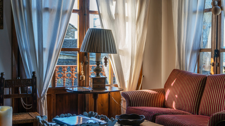 pleated lampshade in traditional living room