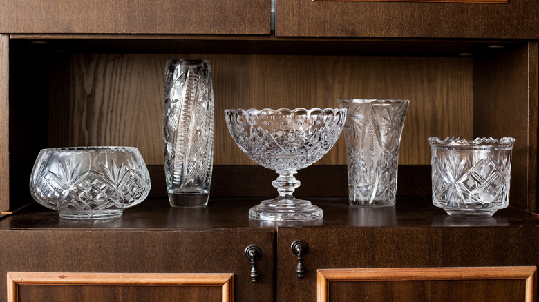 Crystal vases display