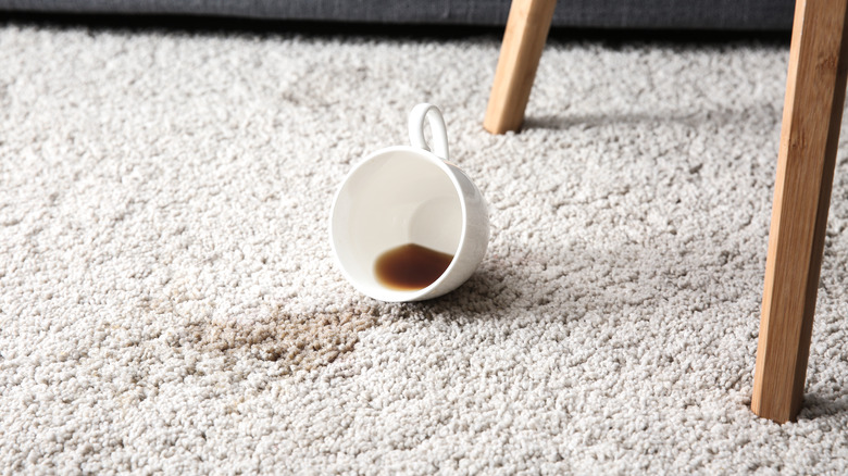Coffee spilt on carpet