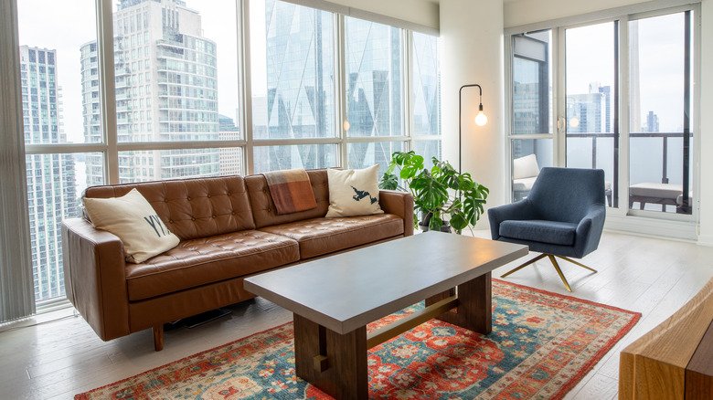 leather sofa in apartment