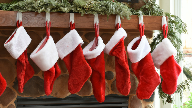 stockings hanging from command hooks