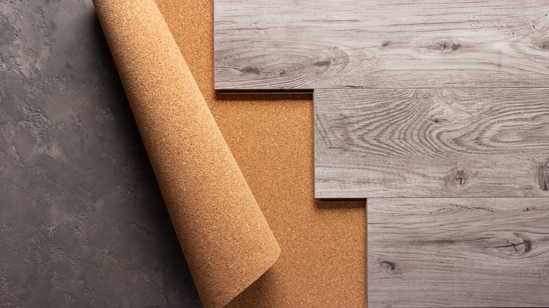 Laminate flooring with cork under