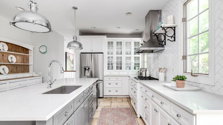 neutral kitchen with similar hardware