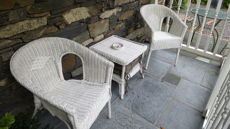 painted wicker table and chairs