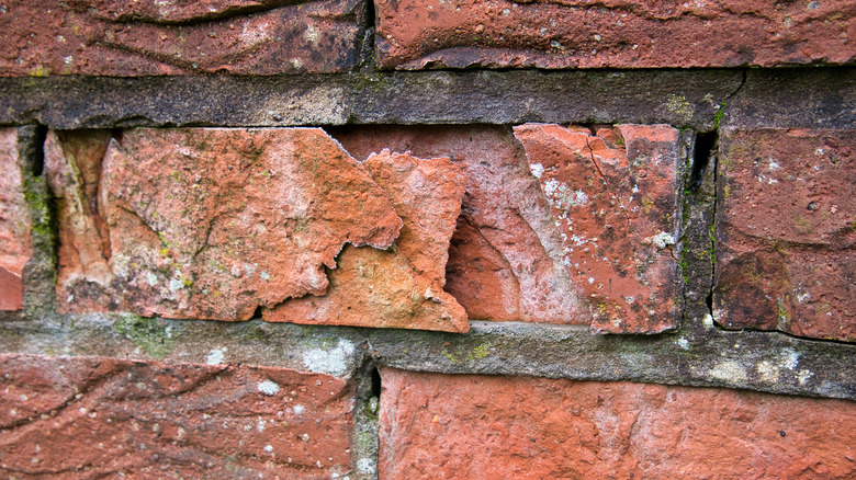 Crumbling brick face