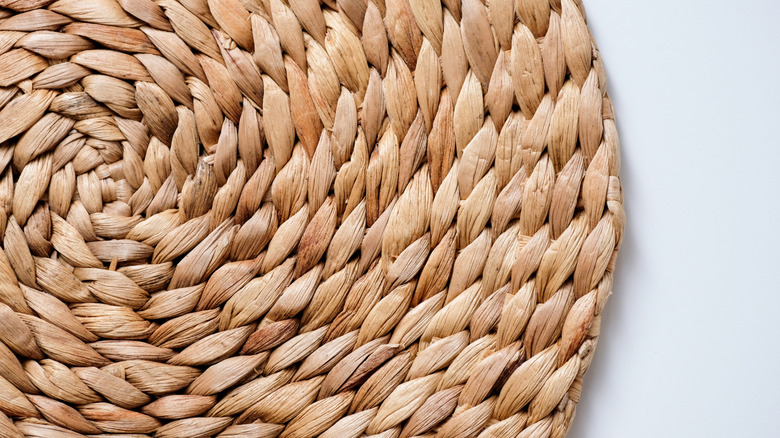 Closeup of a woven water hyacinth placemat