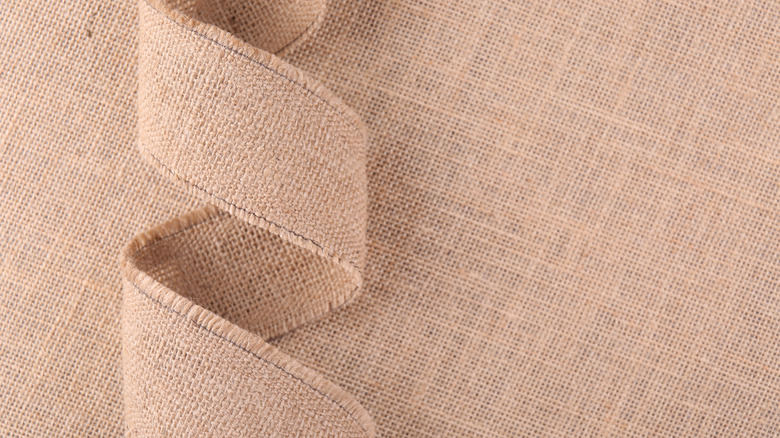 A roll of burlap ribbon