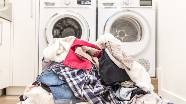 messy laundry room 