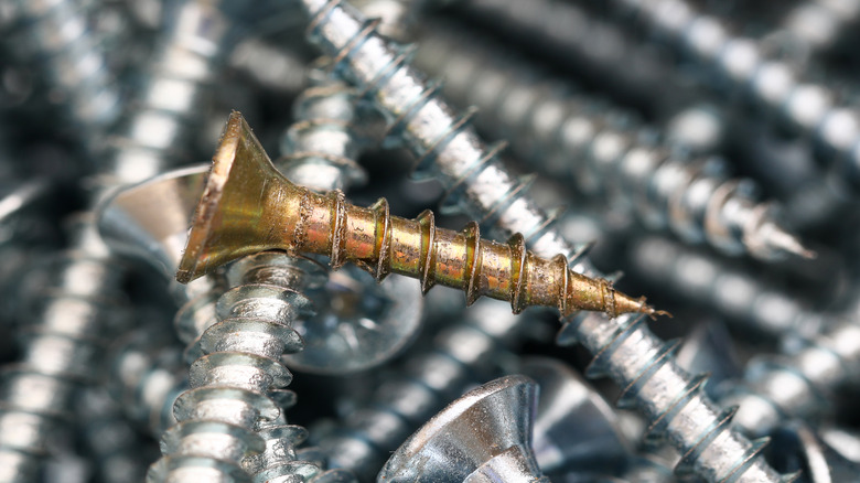 Close-up of gold screw