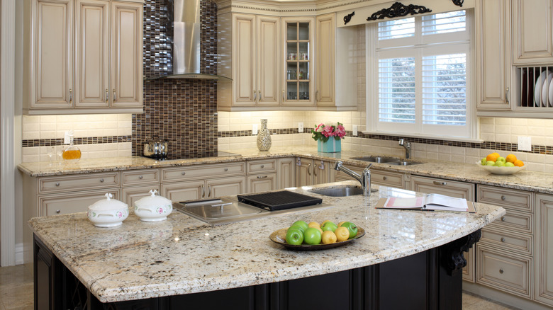 granite countertop with sink cutouts 