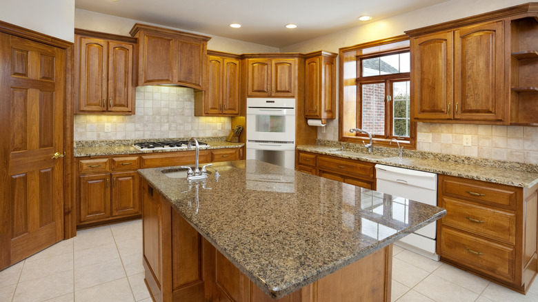dated wooden kitchen cabinets