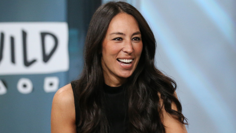 Closeup of Joanna Gaines smiling during an interview