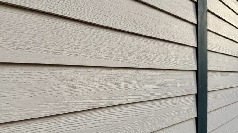 Cream-colored vinyl siding on a home