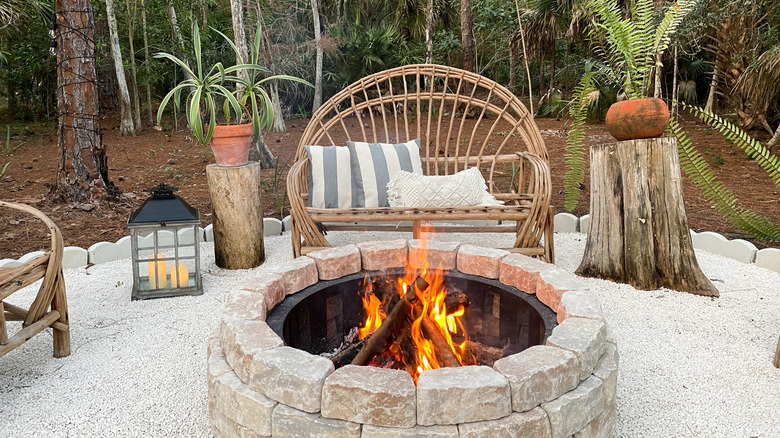 outdoor fire pit with cozy furniture