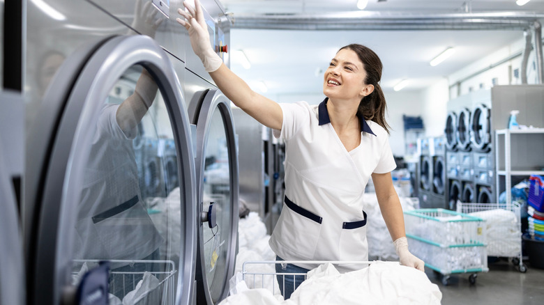 A woman doing laundry