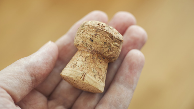 person holding wine cork