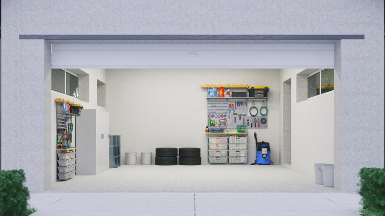 garage with open door