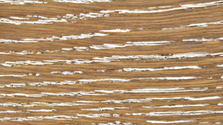 A close-up of cerused oak wood.