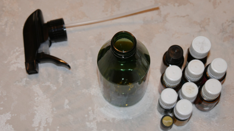 Bottle with essential oils for making ant spray