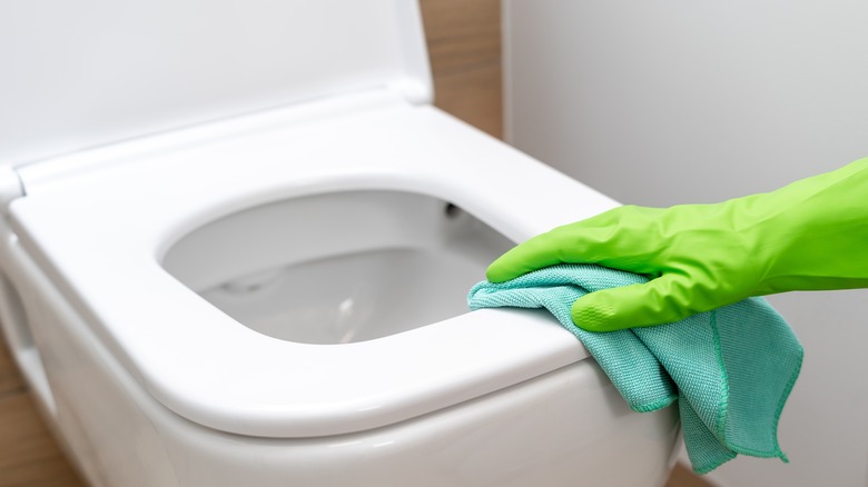 Cleaning a toilet bowl