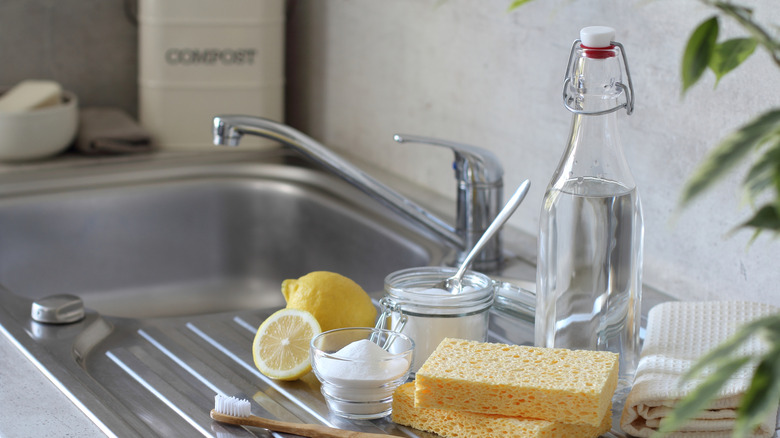 Supplies to make a DIY vinegar cleaner