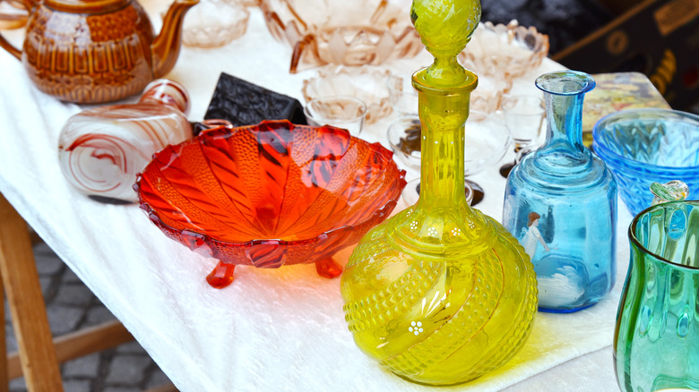 colored glass pieces on sale table